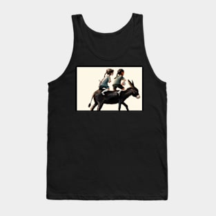 Two Girls Riding a Donkey Tank Top